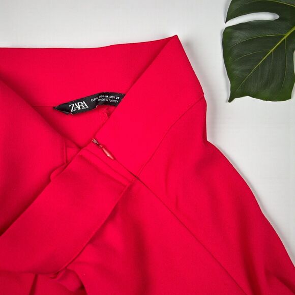 ZARA Red High-Waisted Tie-Front Skort - Picture 7 of 8